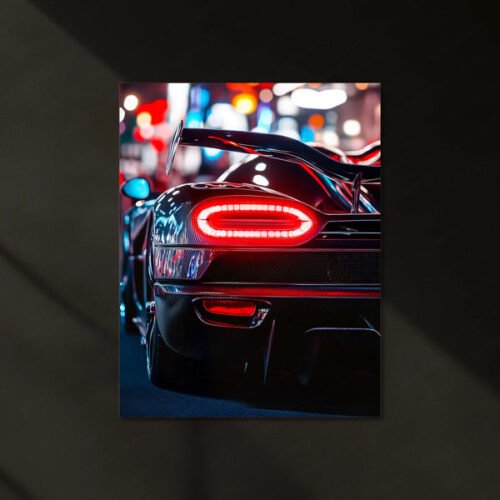 led Car Metal Poster | Koenigsegg Agera Metal Poster ? Luxury Hypercar Wall Art