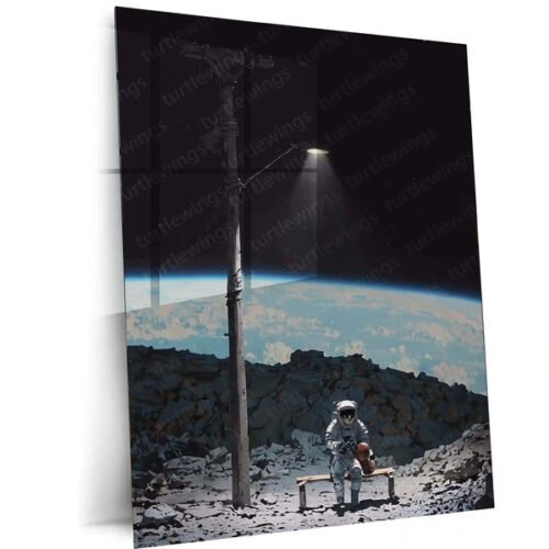Outer Space Astronaut Metal Frame | Cosmic Sci-Fi Wall Art 01
