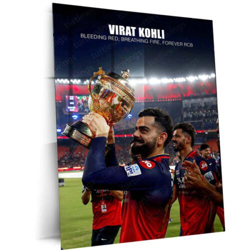 Cricket Metal Poster | Virat Kohli RCB Wins IPL Trophy 2025 ? Historic Victory Metal Poster | Champion?s Wall Art 01