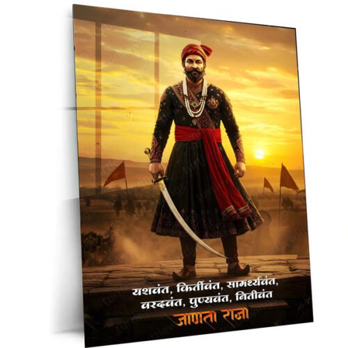 Chhatrapati Shivaji Maharaj Metal Frame | Warrior King Wall Art | Metal Frame 06