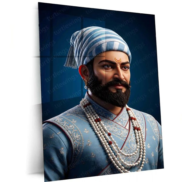 Chhatrapati Shivaji Maharaj Metal Frame | Warrior King Wall Art | Metal Frame