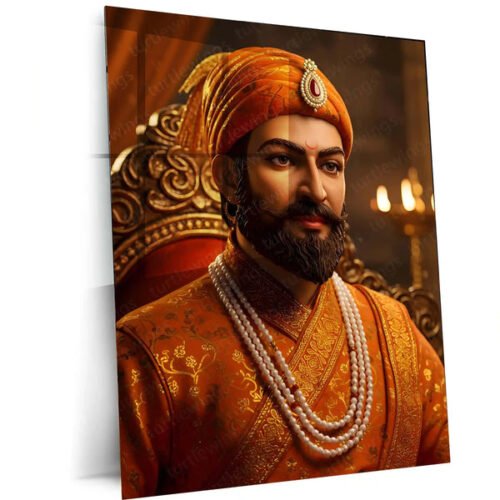 Chhatrapati Shivaji Maharaj Metal Frame | Warrior King Wall Art | Metal Frame 08