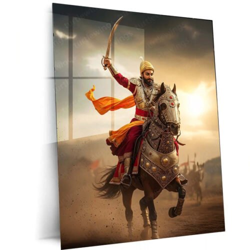 Chhatrapati Shivaji Maharaj Metal Frame | Warrior King Wall Art | Metal Frame 07