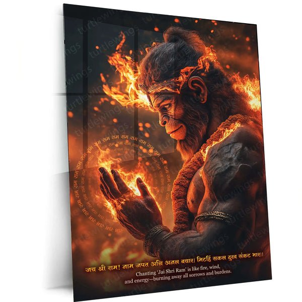 Spiritual God Metal Poster | Lord Hanuman Metal Frame ? Divine Strength & Devotion Wall Art01