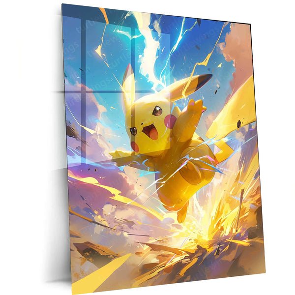 Pikachu Pok?mon HD Metal Poster ? Brilliant Burst of Lightning