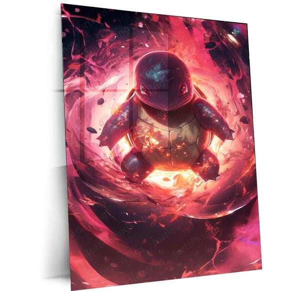 Squirtle Metal Poster ? Pok?mon Wall Art in HD Orange & Black Design