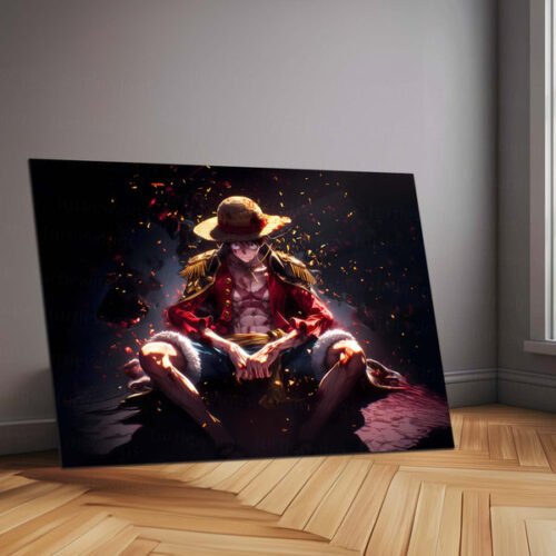 Luffy ? Metal Frame | One Piece Anime Wall Art | Monkey D. Luffy Poster for Otaku & Straw Hat Pirates Fans 01