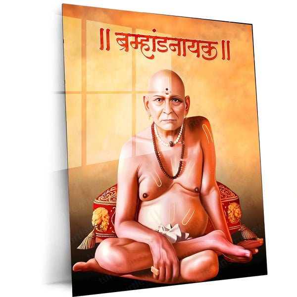 Spiritual Metal Poster | ?? Shree Swami Samarth Metal Poster | Akkalkot Maharaj Wall Art | Spiritual Decor for Devotees 01