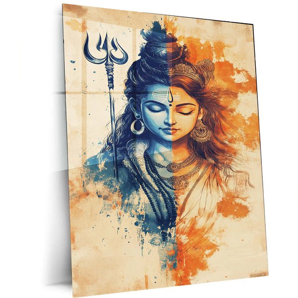 Spiritual Metal Poster | Lord Shiv Parvati Metal Poster | Divine Couple Wall Art | Spiritual Decor for Home & Temple 02