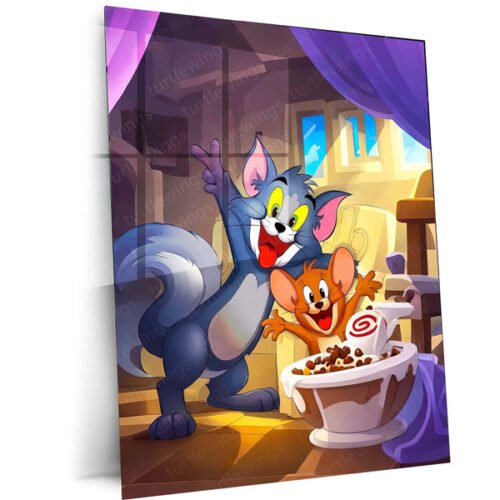 Anime Metal Poster |Tom and Jerry Metal Poster | Classic Cartoon Wall Art | Vintage Animation Decor
