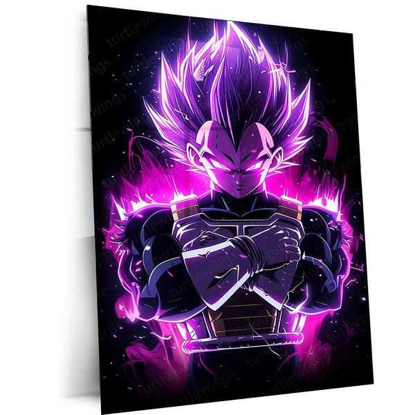 Vegeta Metal Poster ? Dragon Ball Z Warrior | Saiyan Prince Wall Art | Powerful Anime Decor
