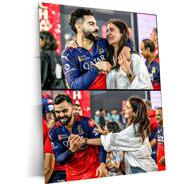 Cricket Metal Poster | Virat Kohli & Anushka Sharma Celebrate RCB's IPL 2025 Win ? Iconic Couple Metal Poster | Cricket x Love Edition