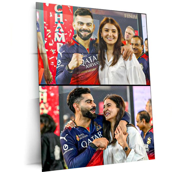 Cricket Metal Poster | Virat Kohli & Anushka Sharma Celebrate RCB's IPL 2025 Win ? Iconic Couple Metal Poster | Cricket x Love Edition 01