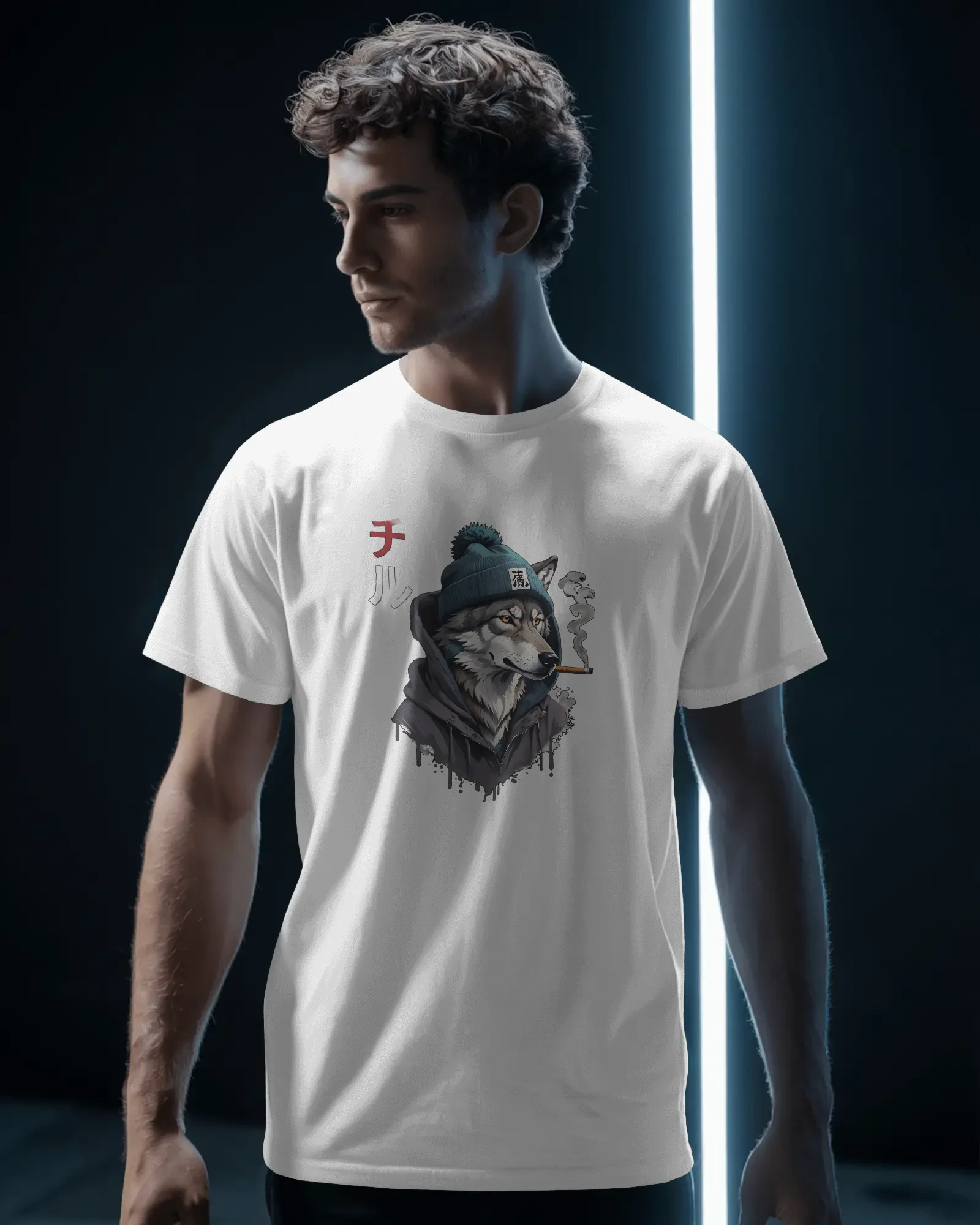 men-stylish-casual-tshirt-mockup-modern-athleisure-apparel-photography-dark-background-02259 (1) Wolf - Image 1