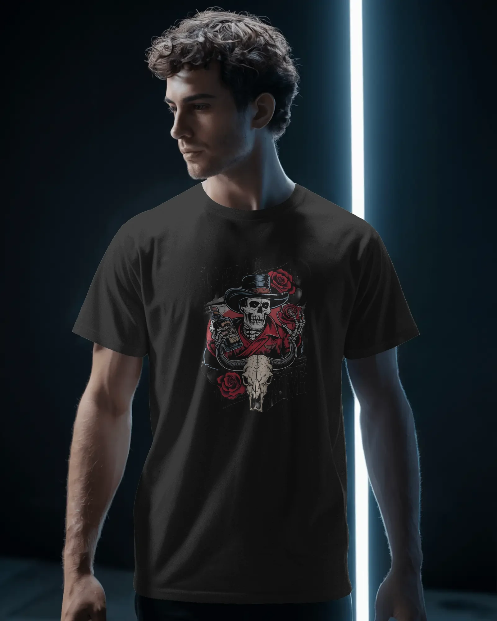 men-stylish-casual-tshirt-mockup-modern-athleisure-apparel-photography-dark-background-02259 Dream Alive - Image 1