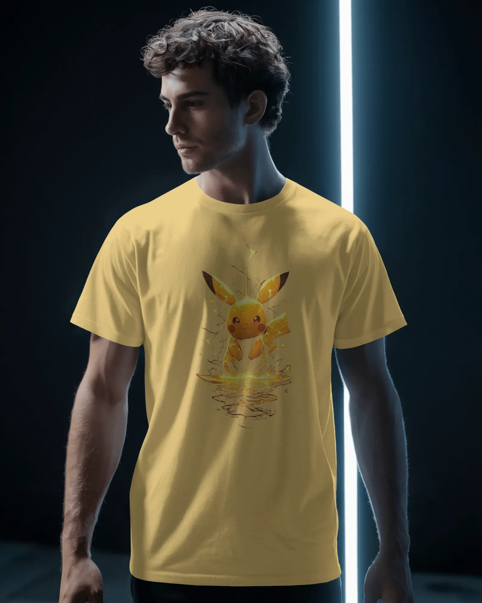 men-stylish-casual-tshirt-mockup-modern-athleisure-apparel-photography-dark-background-02259 (4) Pikachu - Image 1