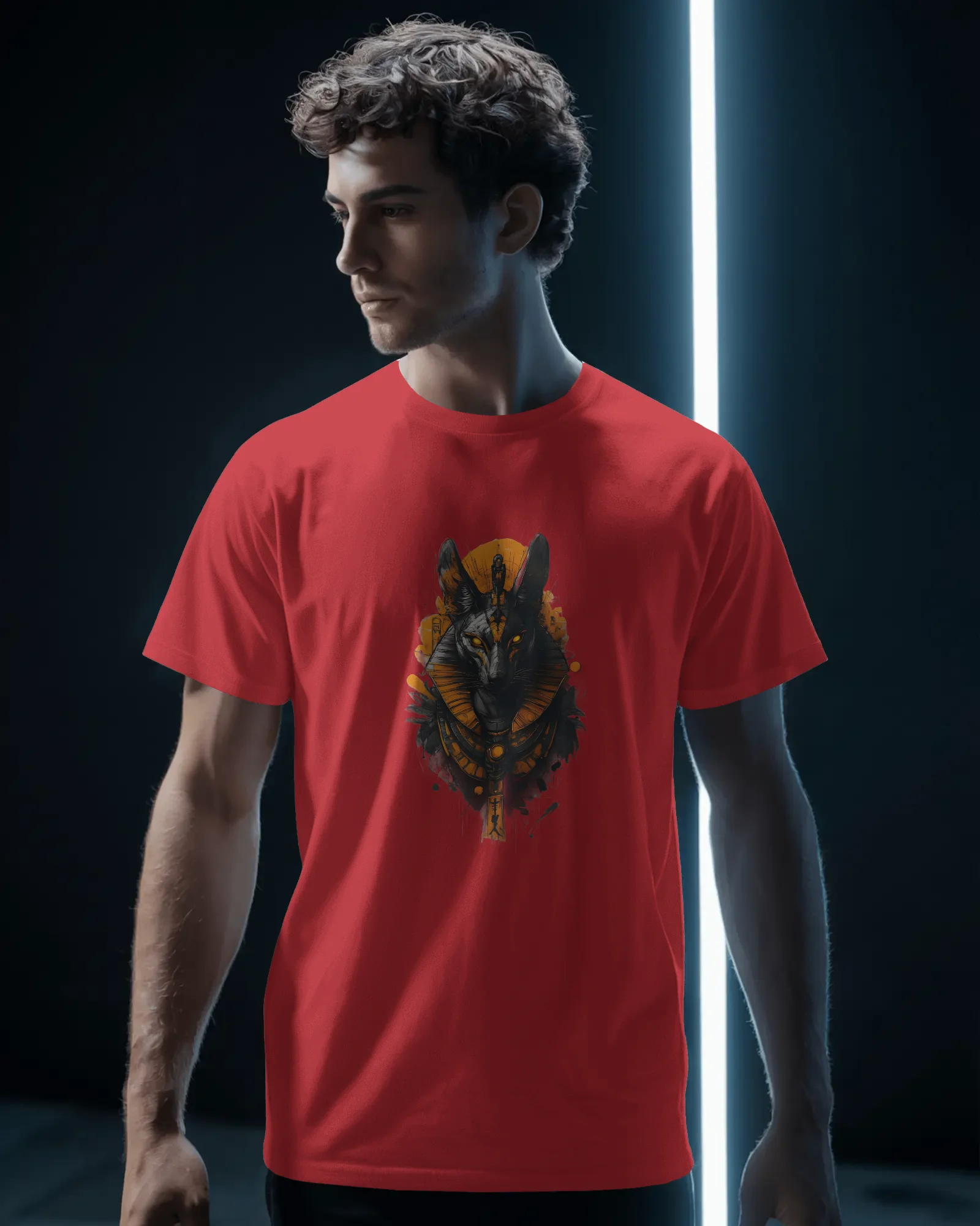 men-stylish-casual-tshirt-mockup-modern-athleisure-apparel-photography-dark-background-02259 Wolf 2 - Image 1