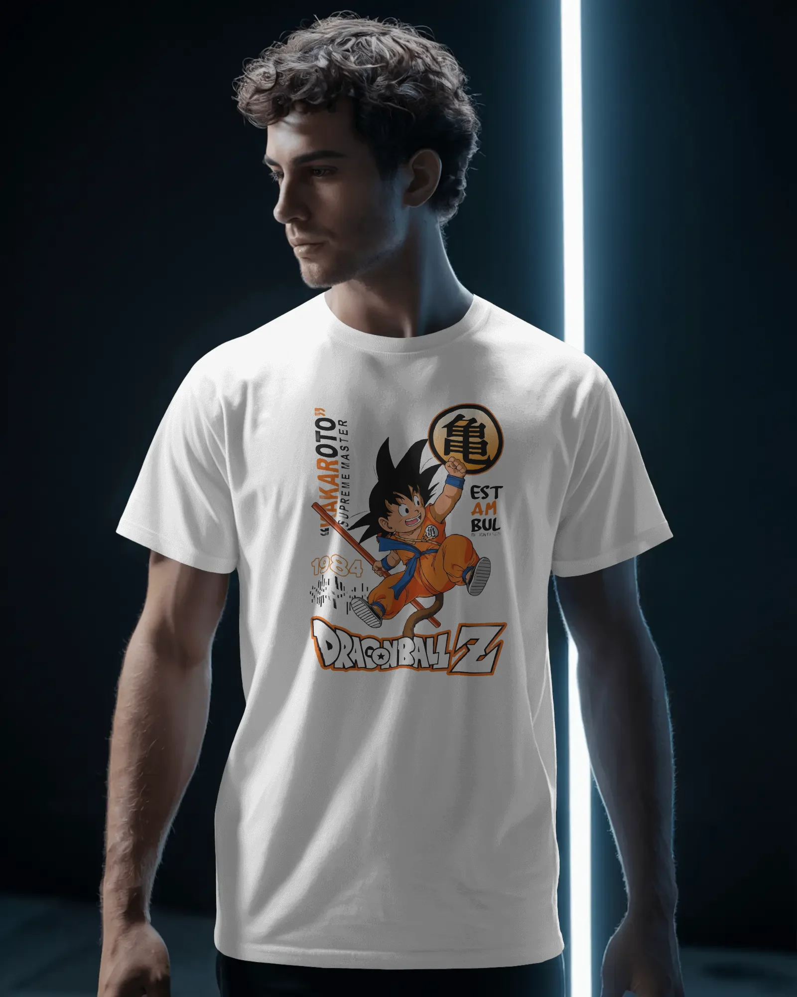 men-stylish-casual-tshirt-mockup-modern-athleisure-apparel-photography-dark-background-02259 (5) Little Goku - Image 1