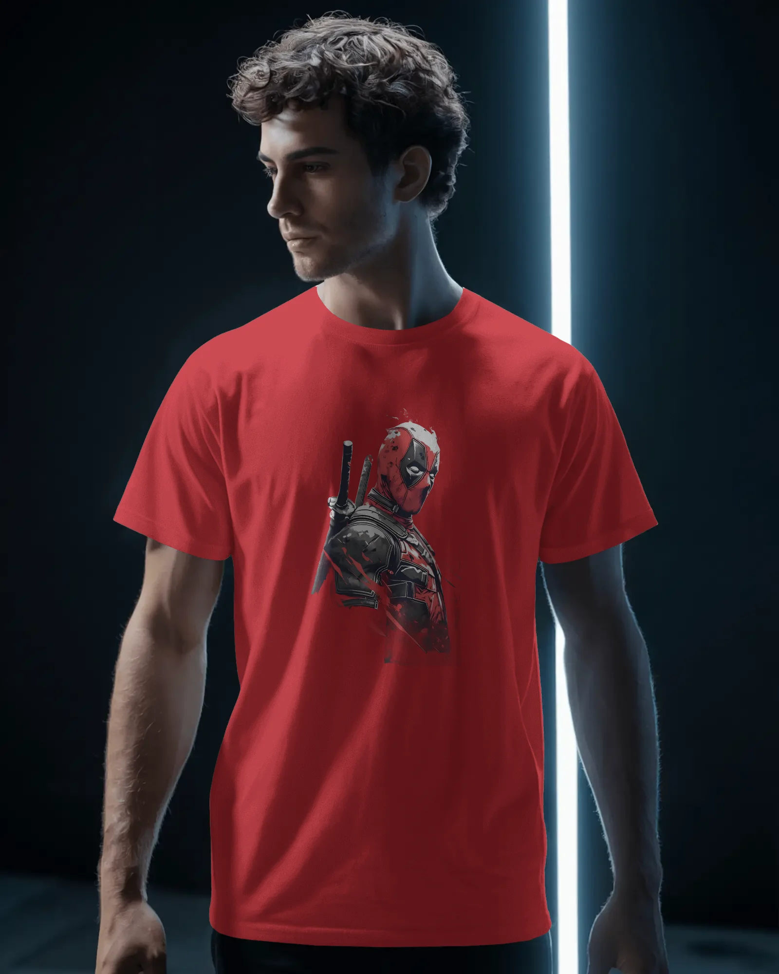 men-stylish-casual-tshirt-mockup-modern-athleisure-apparel-photography-dark-background-02259 (7) Deadpool - Image 1
