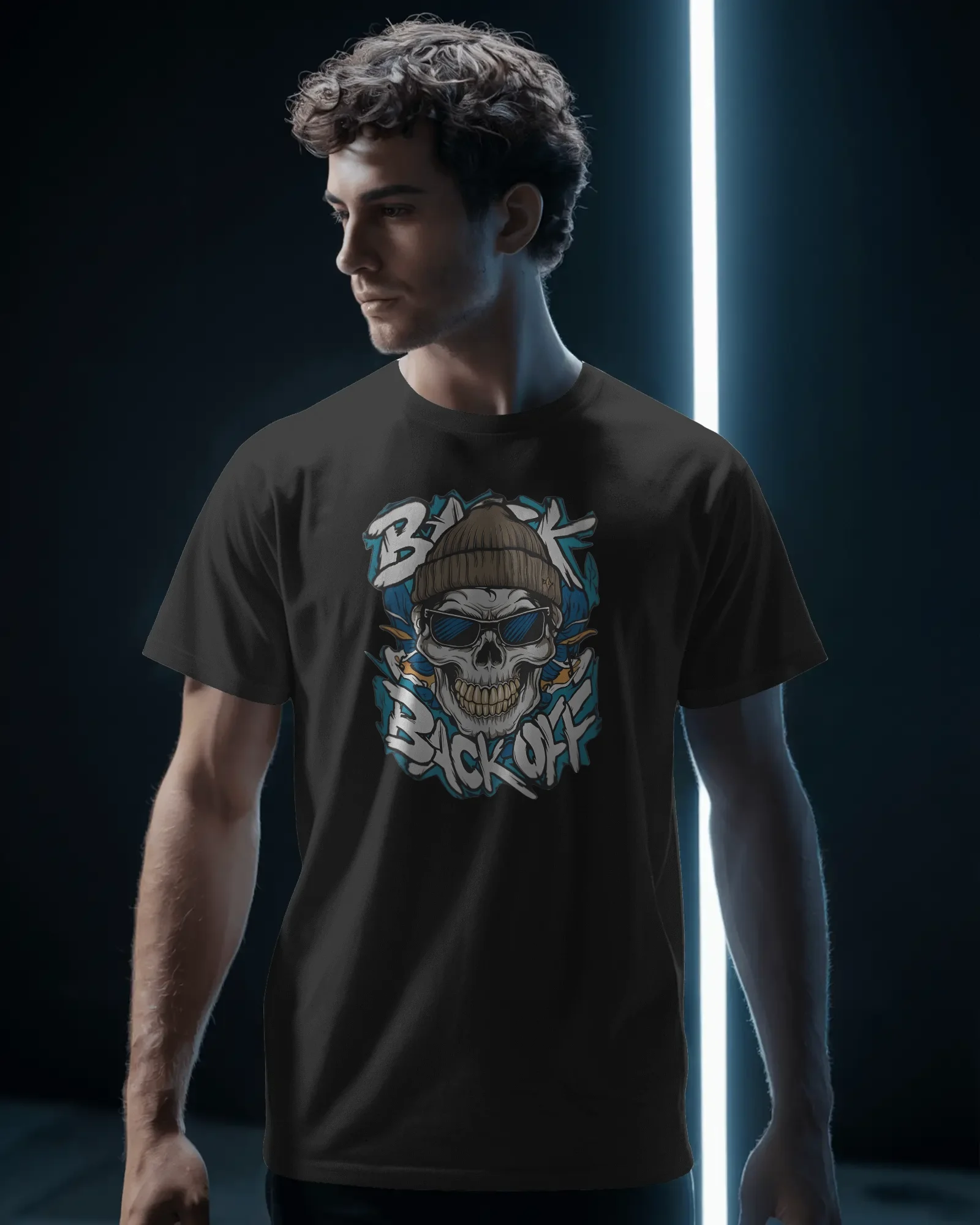 men-stylish-casual-tshirt-mockup-modern-athleisure-apparel-photography-dark-background-02259 (7) Cool Skull - Image 1