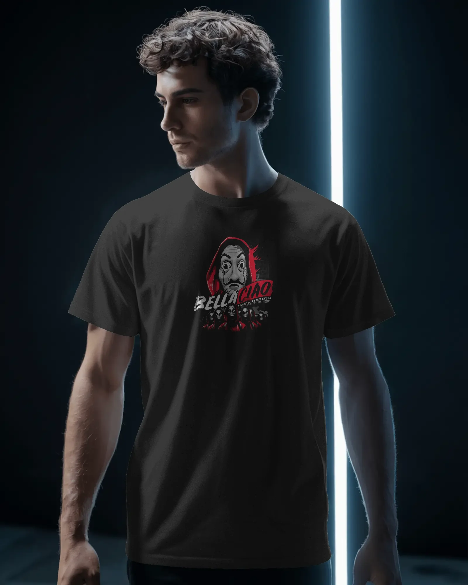 men-stylish-casual-tshirt-mockup-modern-athleisure-apparel-photography-dark-background-02259 (7) Bella Chao - Image 1